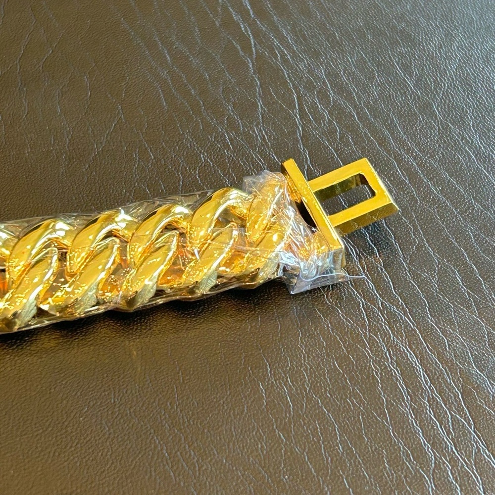 Brand New 20mm 3 Row Cuban Bracelet Gold 7–7.25 Inch Moissanite VVS1 Passes Test - Picture 6 of 9